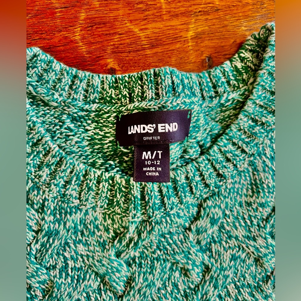 🆓📦 Teal Cable Knit LandsEnd Sweater - Picture 3 of 5